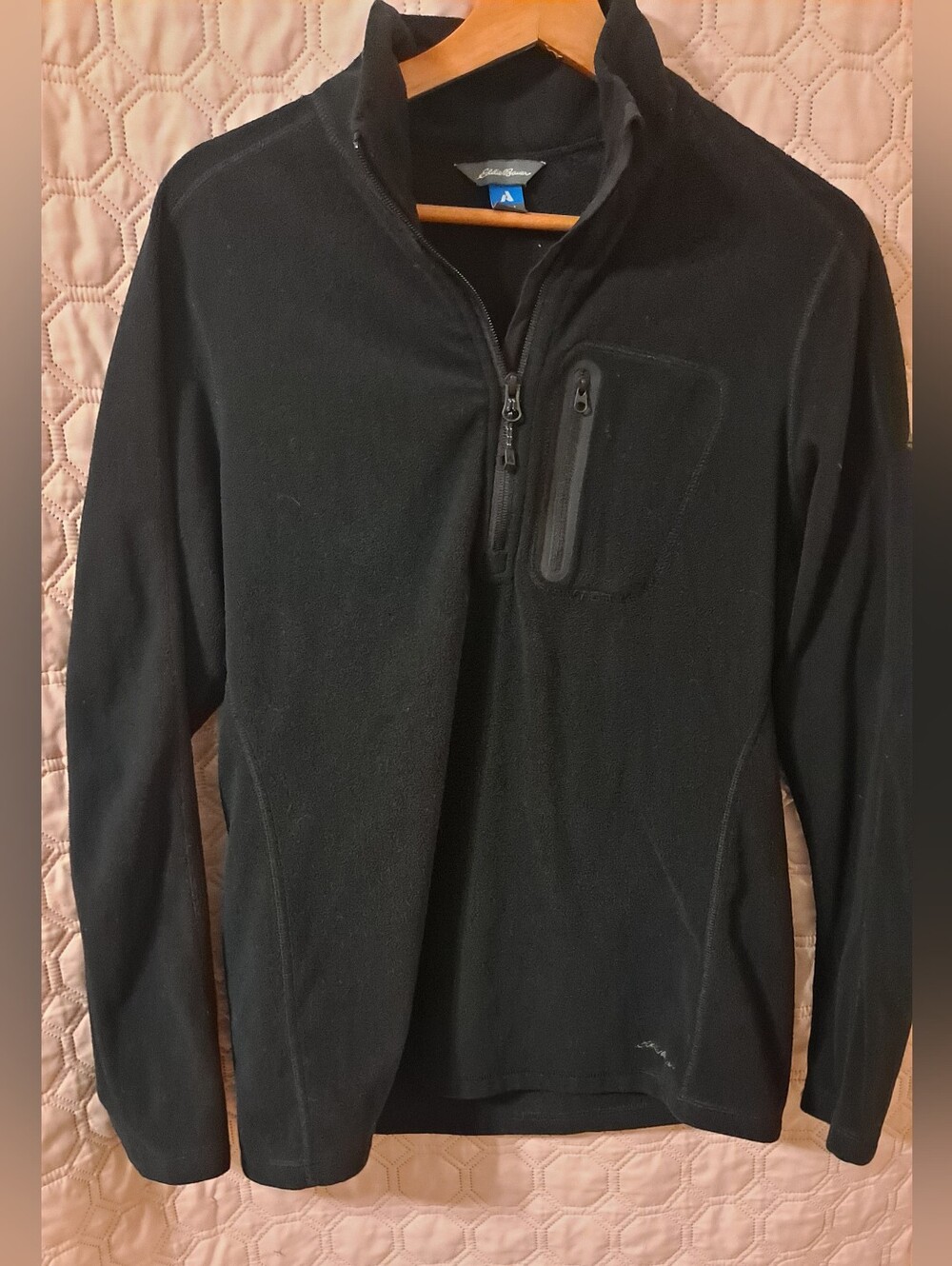 Eddie Bauer Womens  Black Fleece Zip-Neck Pullover Sz L